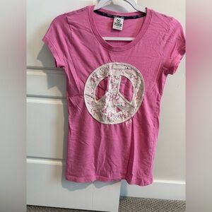 Victoria’s Secret PINK lace peace sign shirt